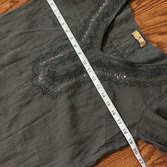 Carla Conti 100% linen mini dress 3/4 sleeve embroidered beaded front ITALY sz S - Picture 11 of 13